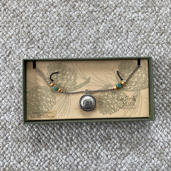 Big Sky Silver Locket Necklace with Pinecone Design - Picture 2 of 5